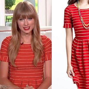 Anthropologie Red Scallop Stripe Dress Size M